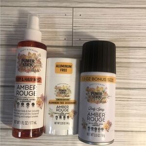 Amber Rouge Body & Hair Mist, Deodorant, and Body Spray Set